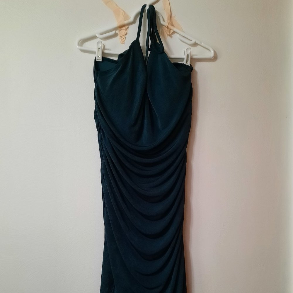 Klassy Cowl Neck Halter Midi Dress